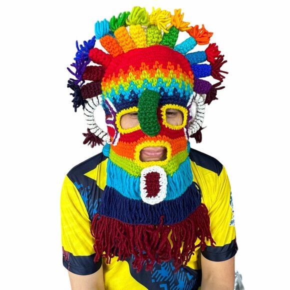 ⭐OZ Handmade Exotic Adult Mask Aya Diablo Huma Incas Ecuador Inti Raymi festival - Picture 1 of 4